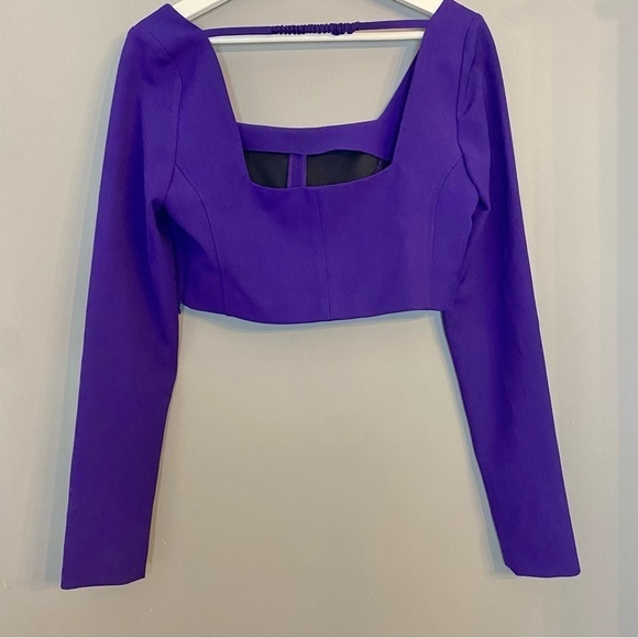 Zara Purple Long Sleeve Crop Top NWT - Picture 2 of 10